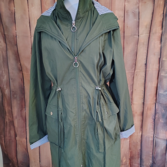 Yeabeda Jackets & Blazers - Forest Green Utility Jacket with Striped Details